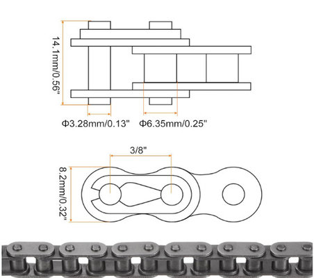 Chaîne de transmission de moto O type anneau haute performance 120 maillons longueur
